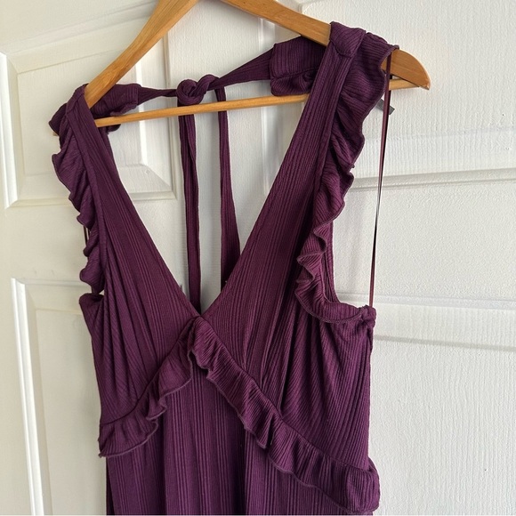 Anthropologie Deep-V Ruffled Purple Maxi Dress Size Medium - Picture 5 of 10